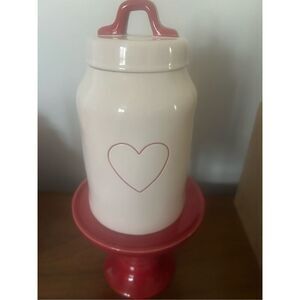 Rae Dunn Valentine’s Day Heart Red And White Canister
